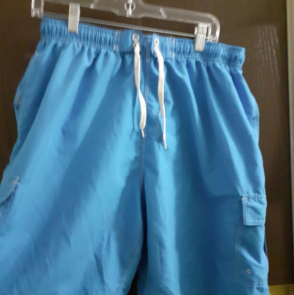 Blue swim trunks with inner liner